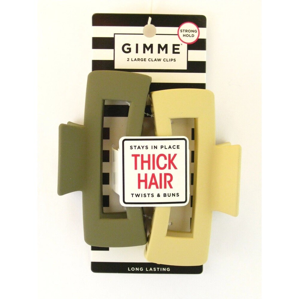 GIMME RECTANGULAR CUT OUT CLAW CLIPS FOR THICK HAIR - 2 PCS. - New